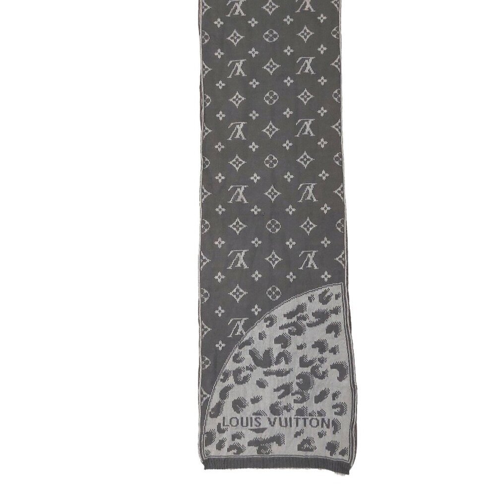 VUITTON LV Vintage Woven Print Medium Gray on Gray Scarf Scarves - Picture 2 of 10
